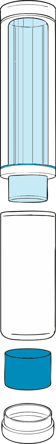 Zeichnung der Zahnbürstenbox in Einzelteilen.