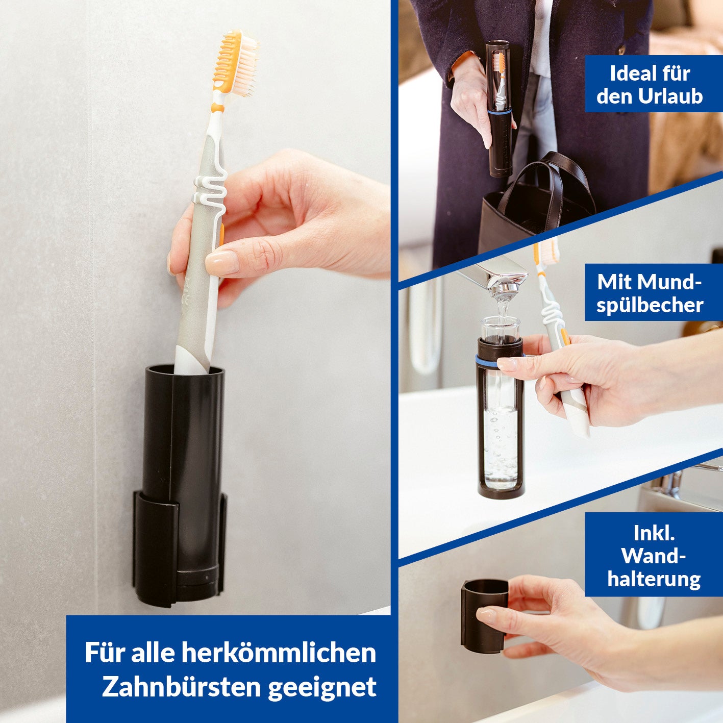 Capsello Zahnbürstenbox montiert im Badezimmer – platzsparend und hygienisch