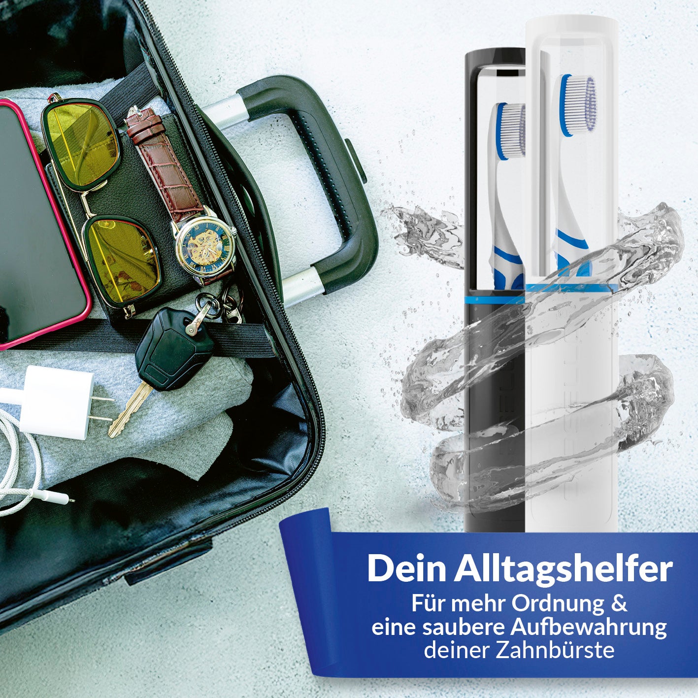 Kompakte Capsello Zahnbürstenbox für Reisen – schützt die Zahnbürste vor Keimen